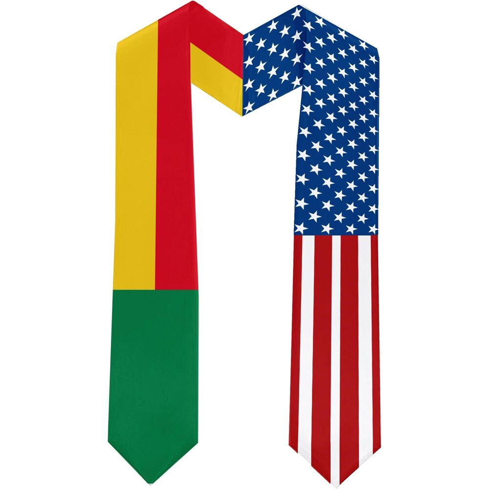 4114 2025 Benin Flag and USA Flag Graduation Stole Graduation Sash Class of